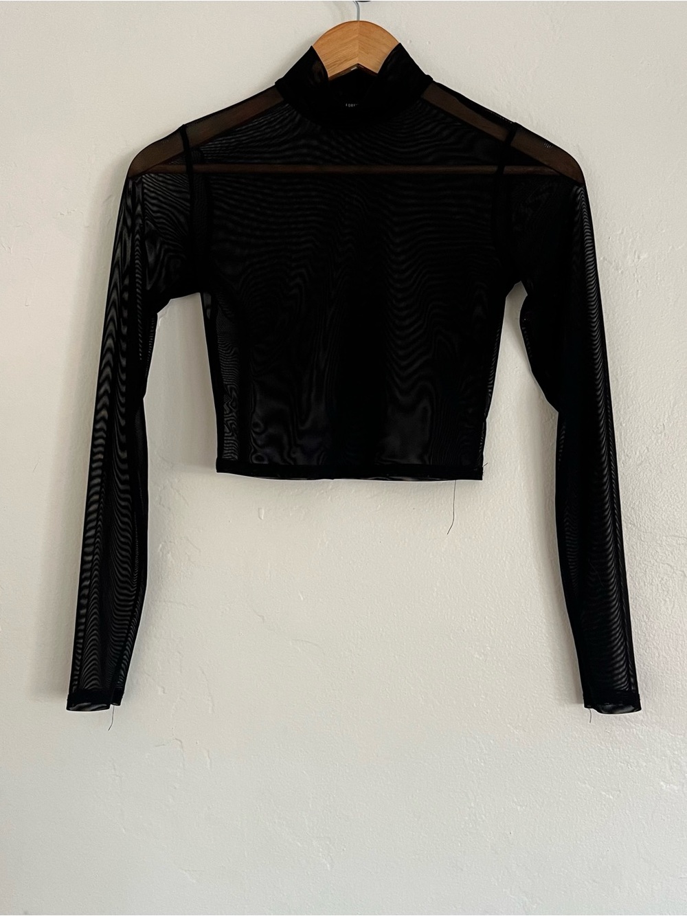 Black Sheer Long-Sleeve Crop Top -